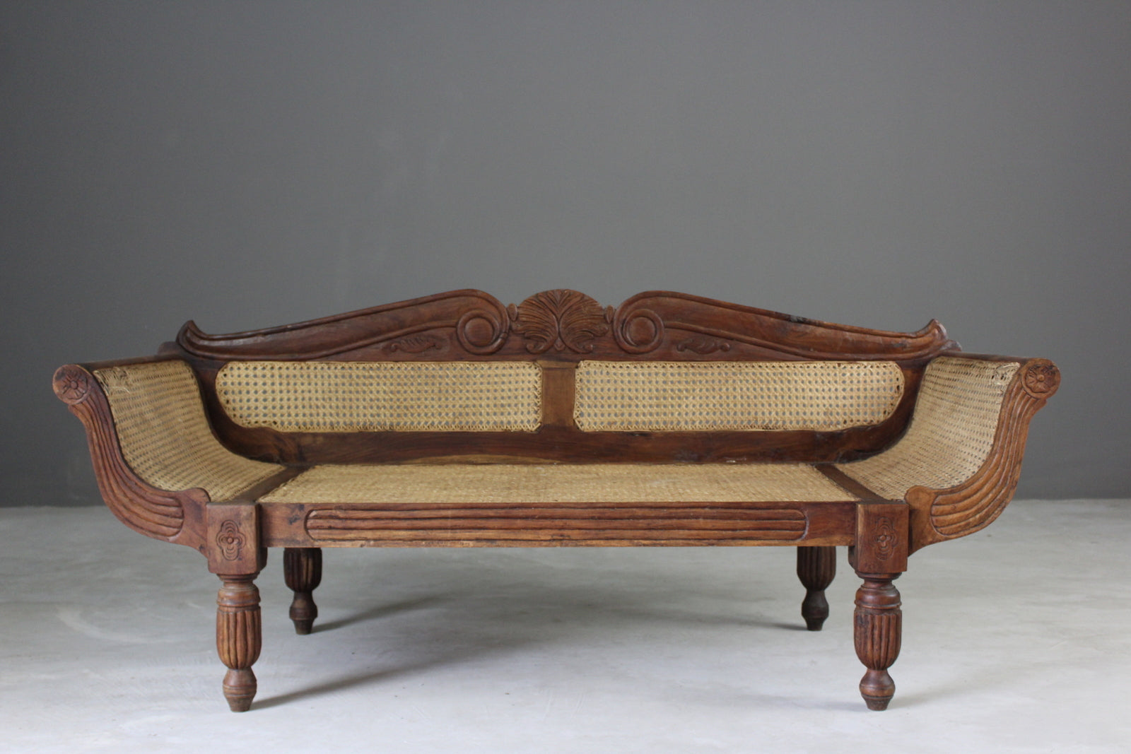 Anglo Indian Caned Sofa - Kernow Furniture