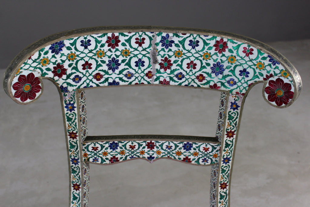 Pair Indian Enamelled Metal Chairs - Kernow Furniture