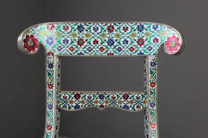 Pair Indian Enamelled Metal Chairs - Kernow Furniture