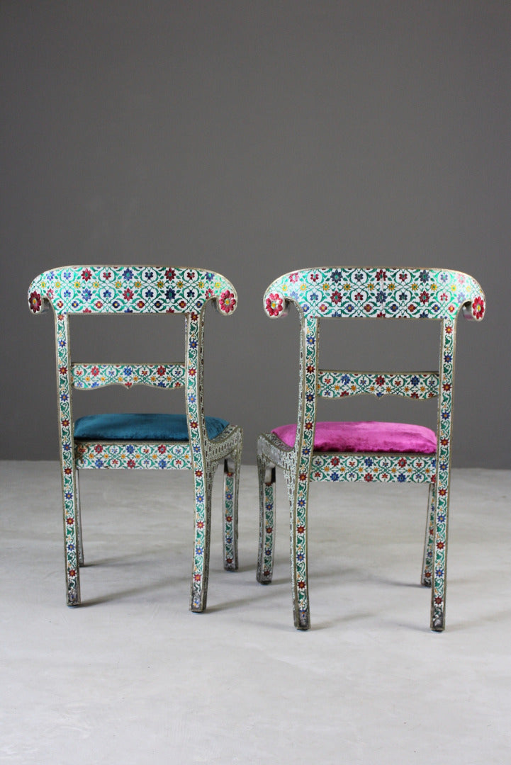 Pair Indian Enamelled Metal Chairs - Kernow Furniture