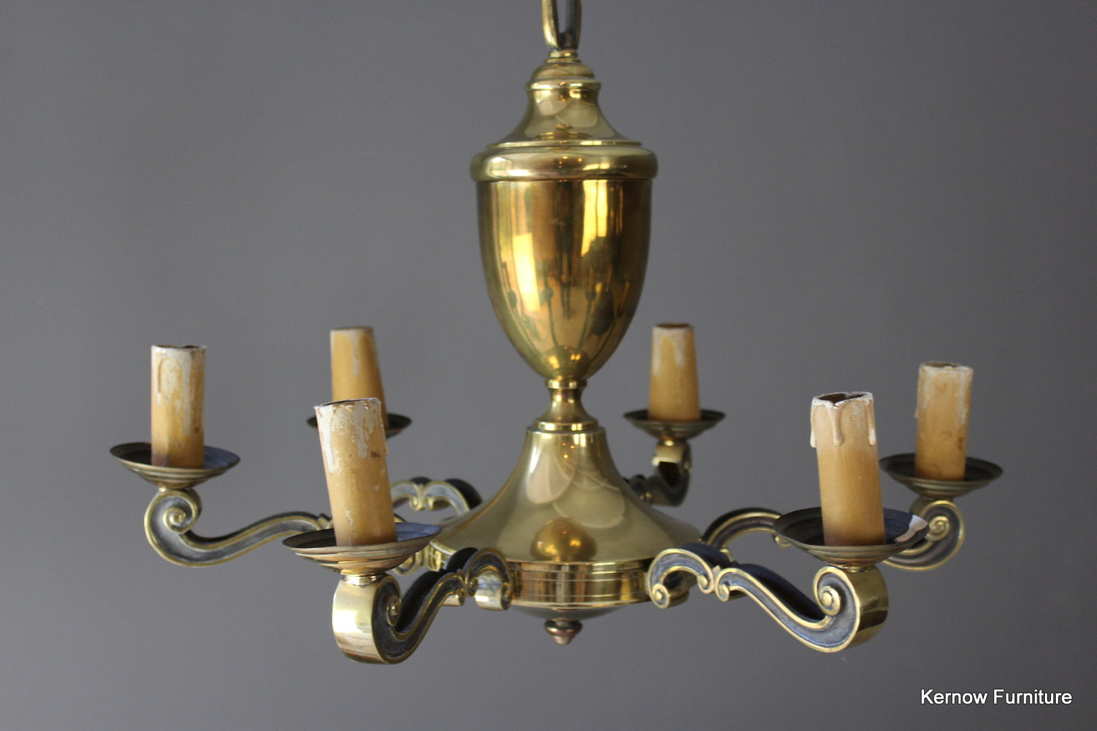 Large Brass Ceiling Chandelier - Kernow Furniture