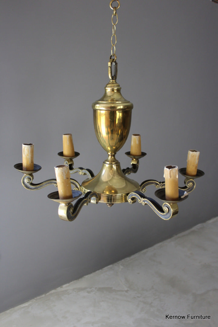 Large Brass Ceiling Chandelier - Kernow Furniture