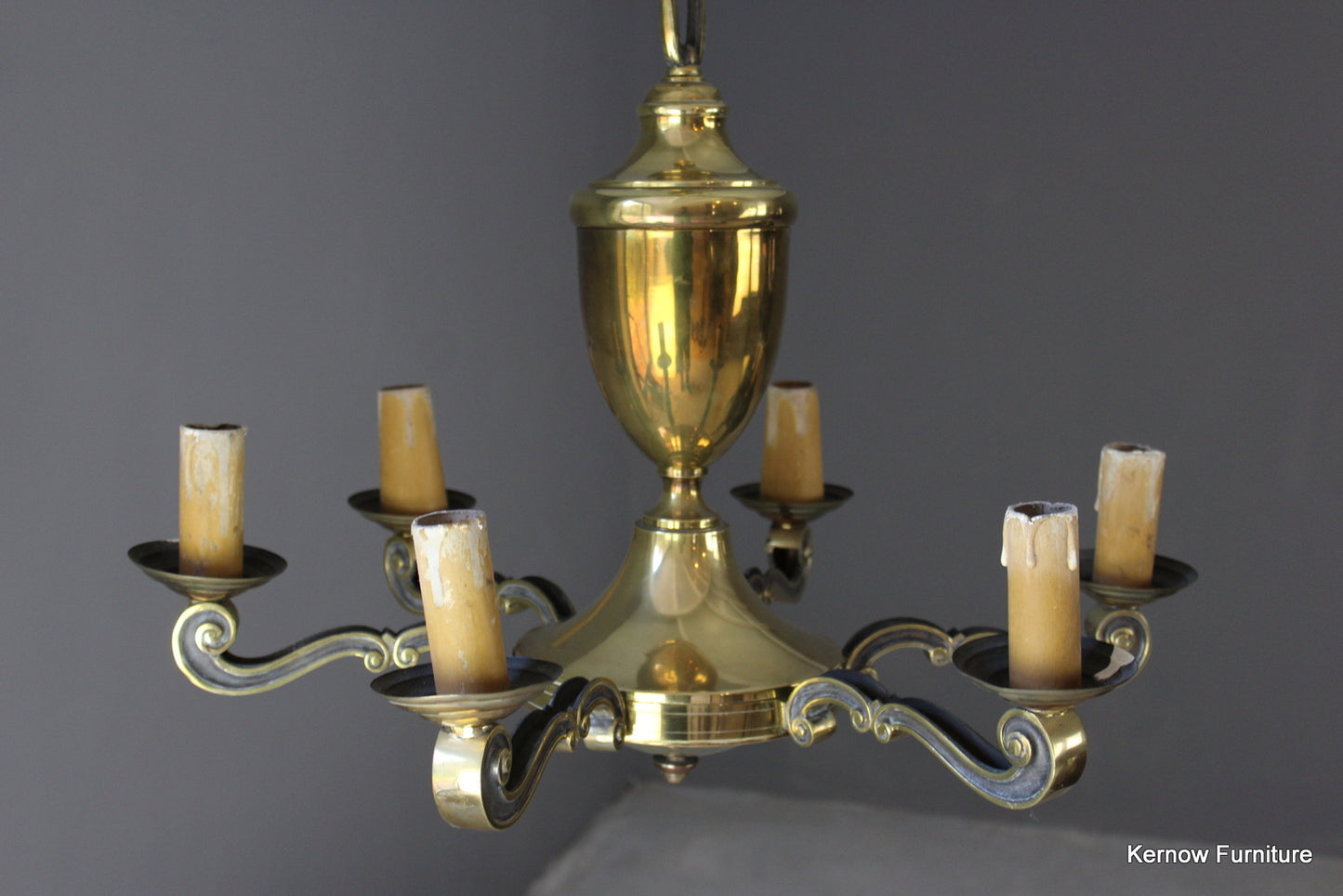 Large Brass Ceiling Chandelier - Kernow Furniture