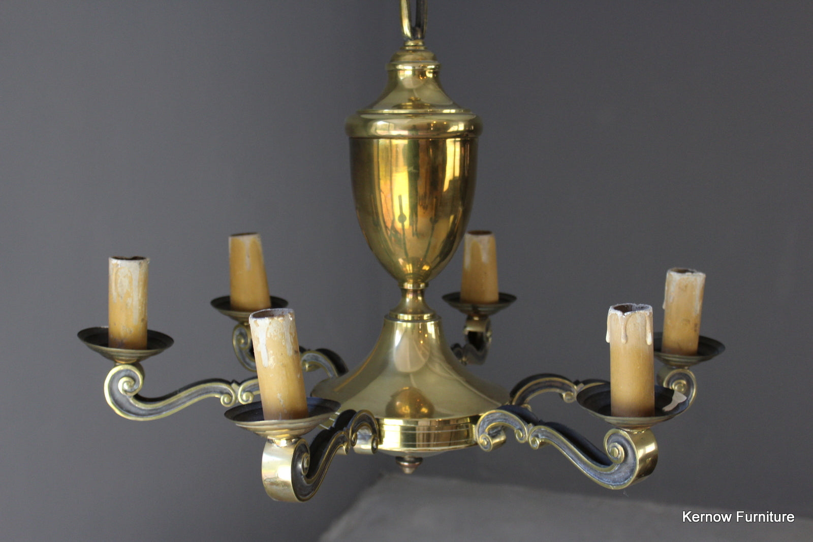 Large Brass Ceiling Chandelier - Kernow Furniture