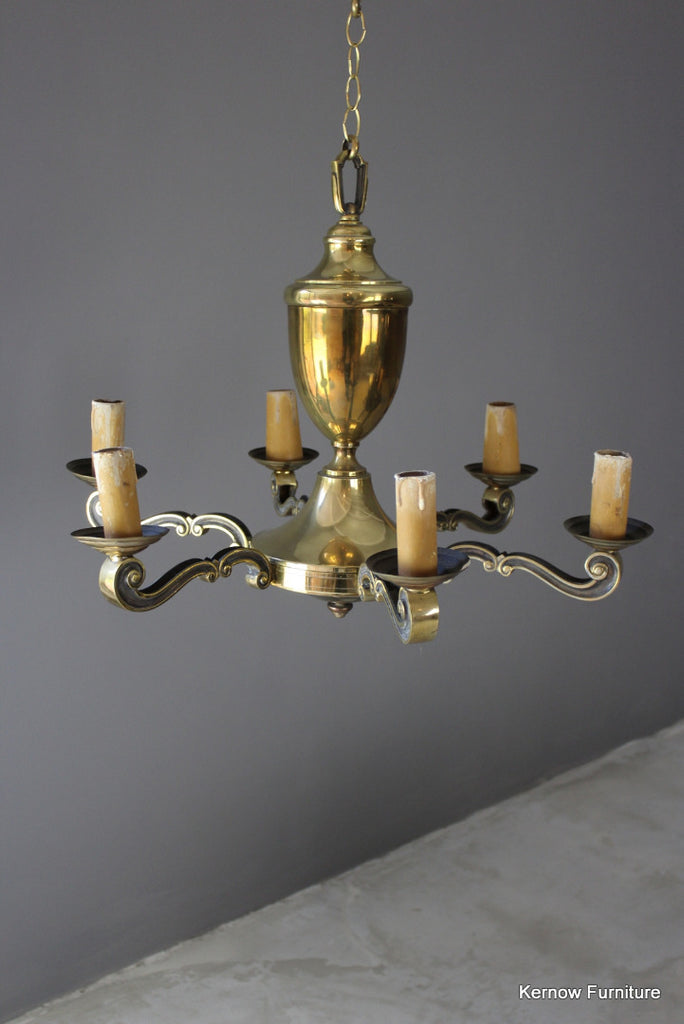 Large Brass Ceiling Chandelier - Kernow Furniture