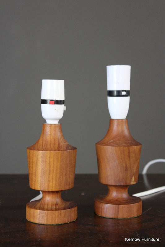 Pair Retro Teak Lamps - Kernow Furniture