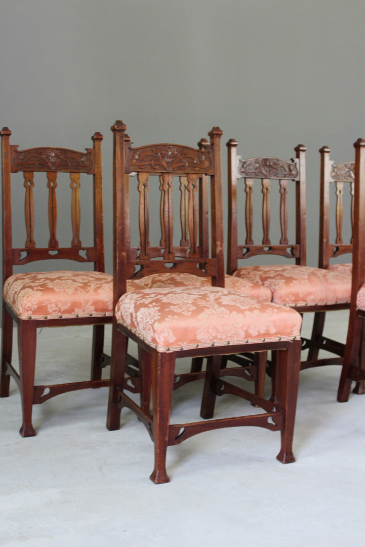 6 Edwardian Art Nouveau Dining Chairs - Kernow Furniture