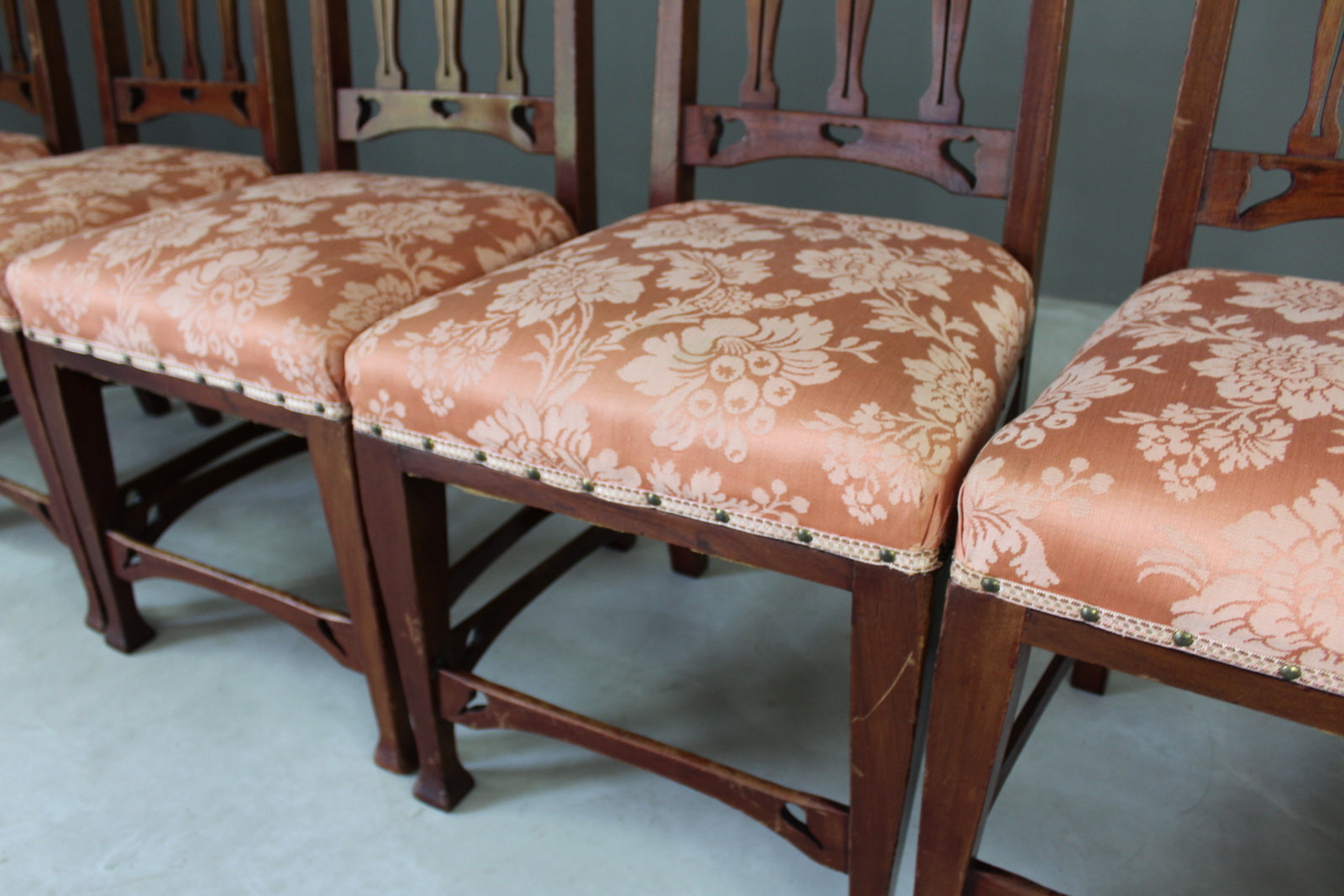 6 Edwardian Art Nouveau Dining Chairs - Kernow Furniture