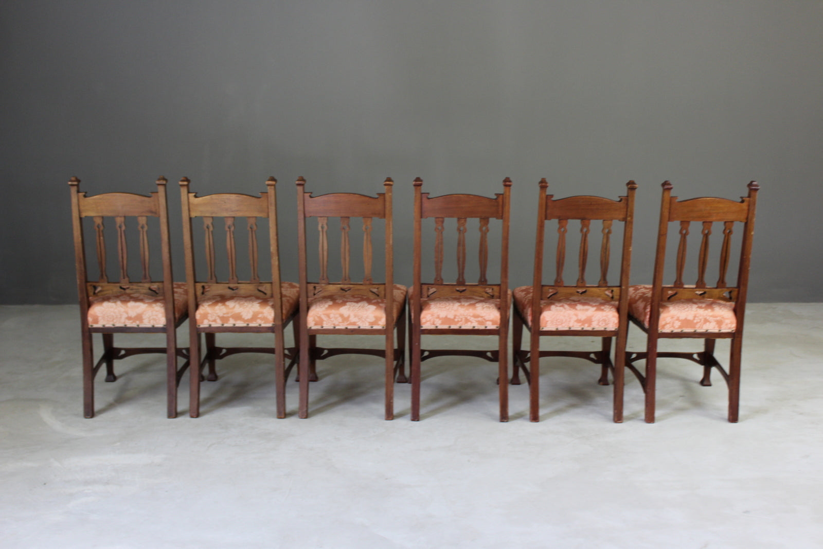 6 Edwardian Art Nouveau Dining Chairs - Kernow Furniture