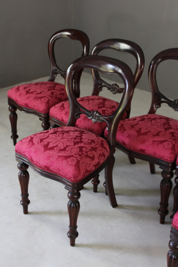 8 Victorian Style Balloon Back Dining Chairs - Kernow Furniture