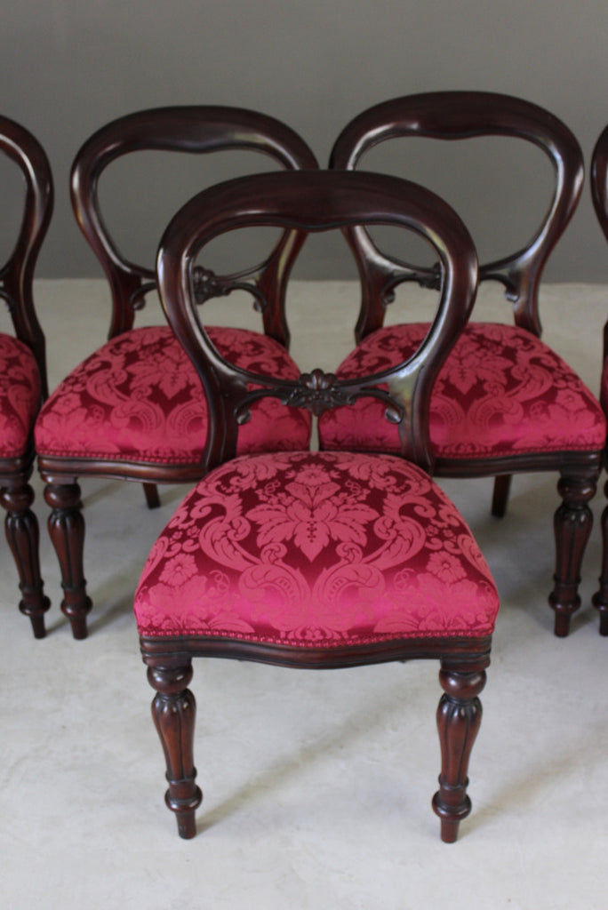 8 Victorian Style Balloon Back Dining Chairs - Kernow Furniture