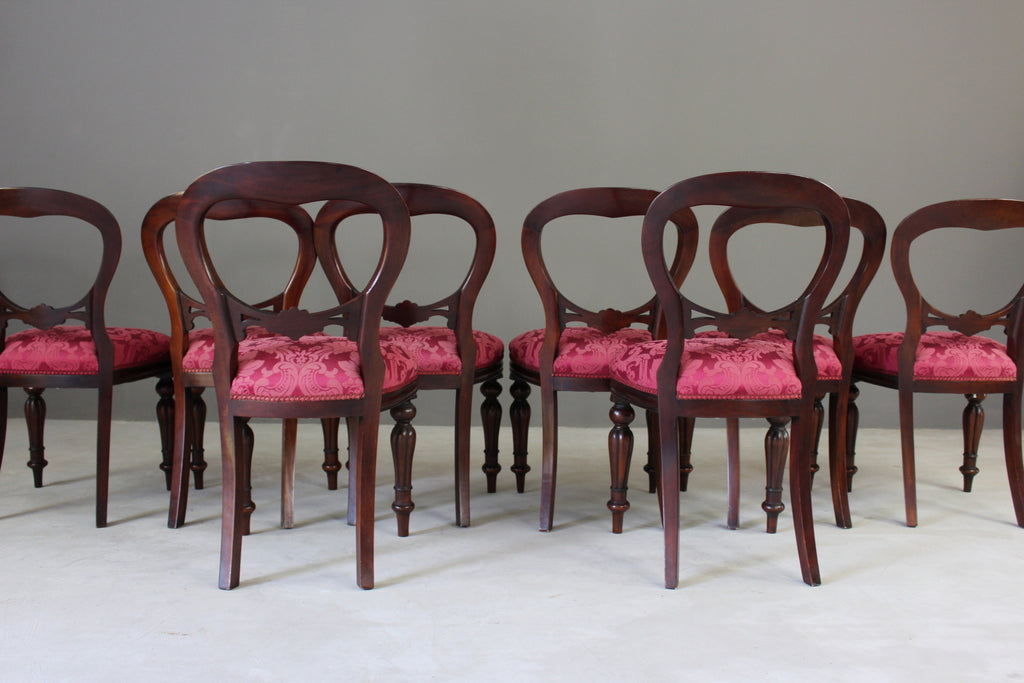 8 Victorian Style Balloon Back Dining Chairs - Kernow Furniture