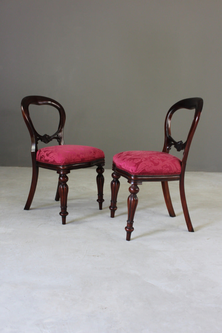 8 Victorian Style Balloon Back Dining Chairs - Kernow Furniture