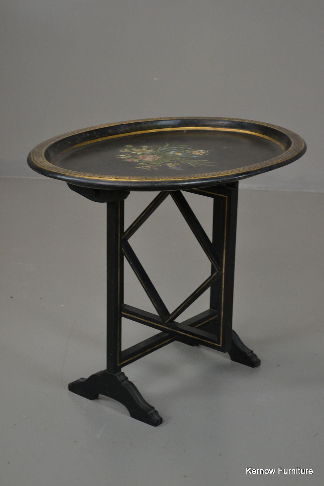 Black & Gold Antique Style Tilt Top Side Table - Kernow Furniture