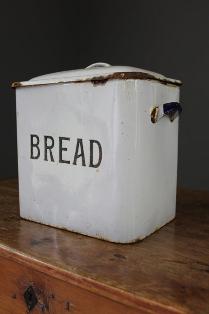 Vintage White Enamel Bread Bin - Kernow Furniture