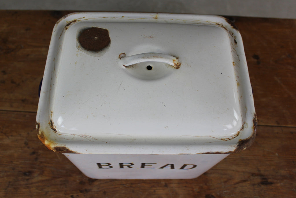Vintage White Enamel Bread Bin - Kernow Furniture