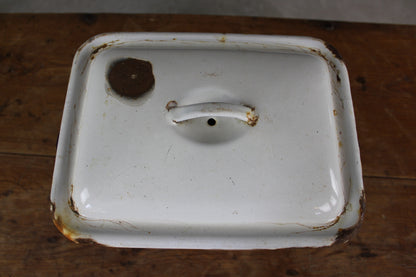 Vintage White Enamel Bread Bin - Kernow Furniture