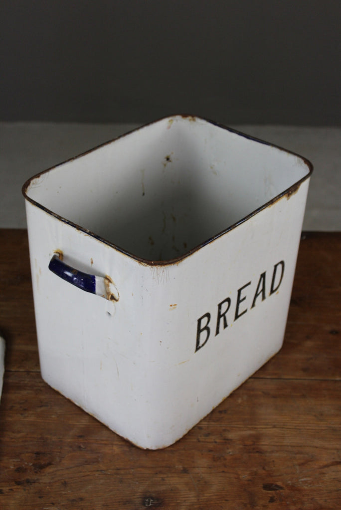 Vintage White Enamel Bread Bin - Kernow Furniture