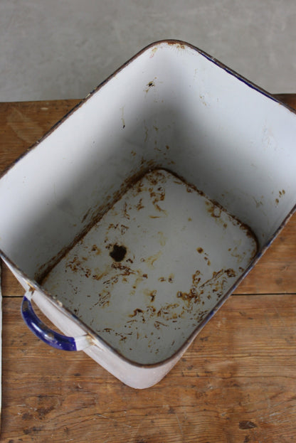 Vintage White Enamel Bread Bin - Kernow Furniture