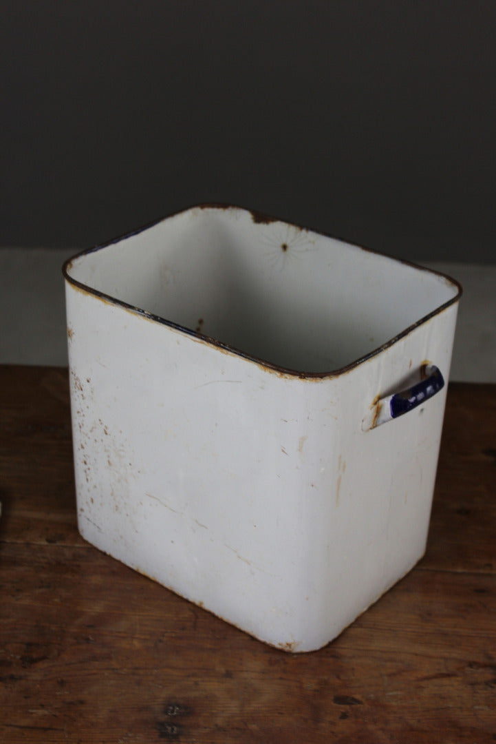 Vintage White Enamel Bread Bin - Kernow Furniture