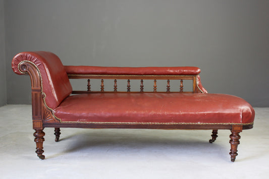 Antique Leather Chaise Longue - Kernow Furniture