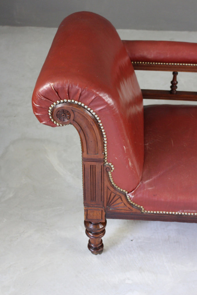 Antique Leather Chaise Longue - Kernow Furniture