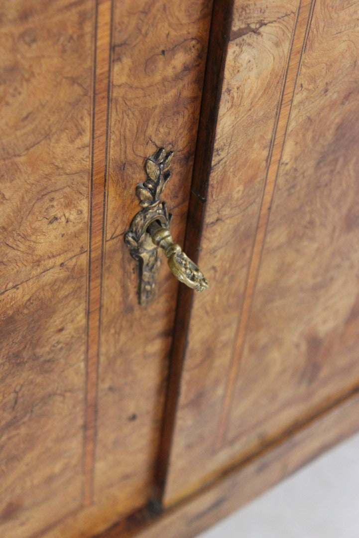 Antique French Burr Walnut & Marble Sideboard - Kernow Furniture