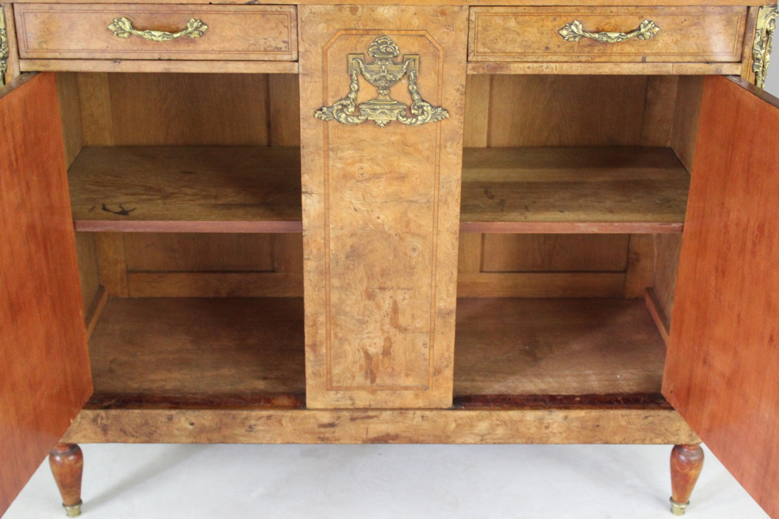 Antique French Burr Walnut & Marble Sideboard - Kernow Furniture