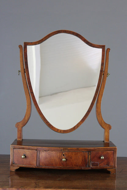 Antique Mahogany Shield Swing Toilet Mirror - Kernow Furniture