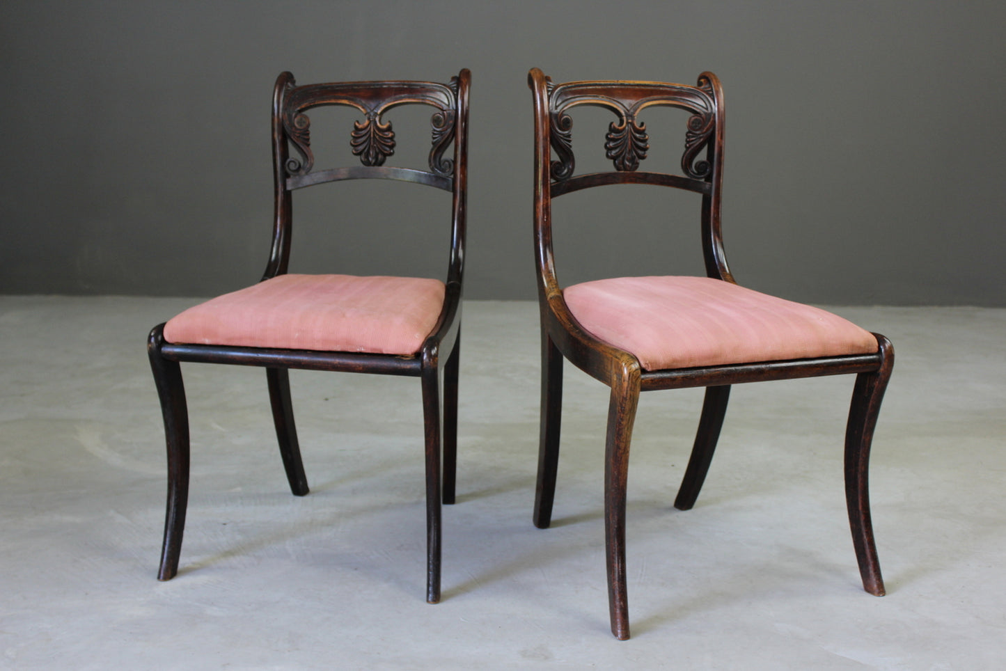 Pair Simulated Rosewood Dining Chairs - Kernow Furniture