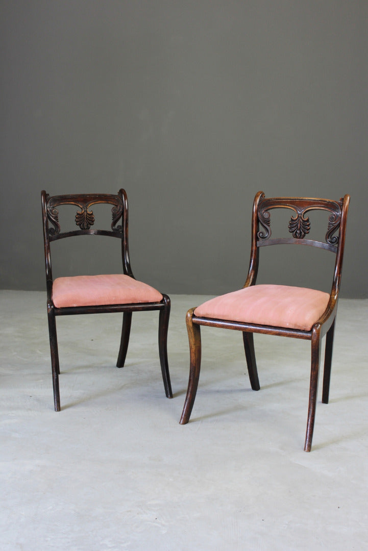 Pair Simulated Rosewood Dining Chairs - Kernow Furniture