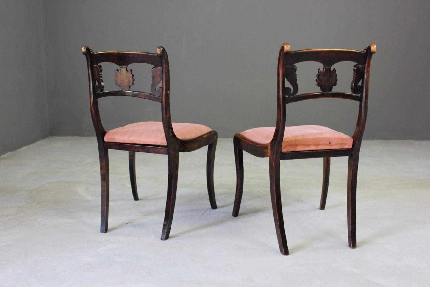 Pair Simulated Rosewood Dining Chairs - Kernow Furniture