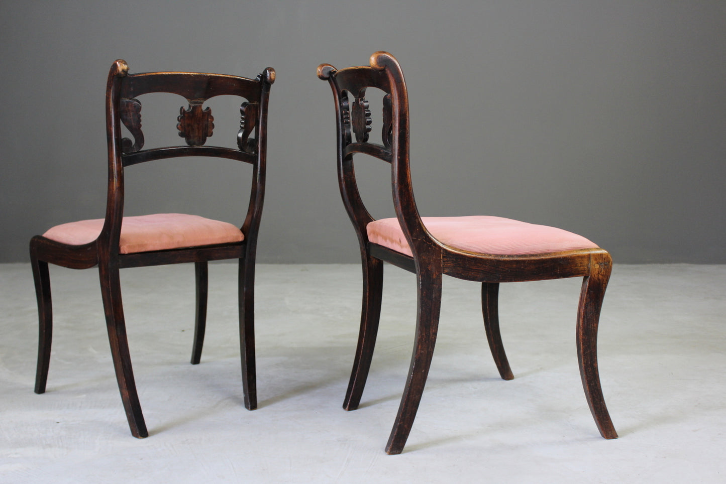 Pair Simulated Rosewood Dining Chairs - Kernow Furniture