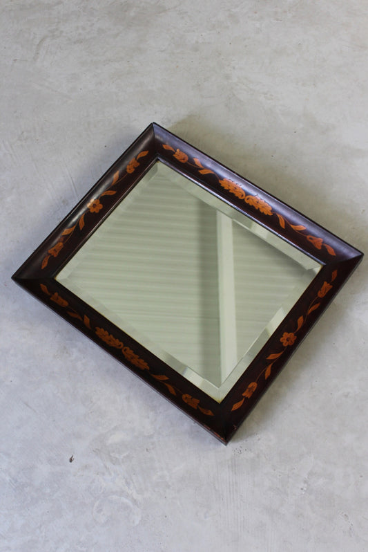 Antique Dutch Marquetry Inlaid Floral Rectangular Wall Mirror - Kernow Furniture