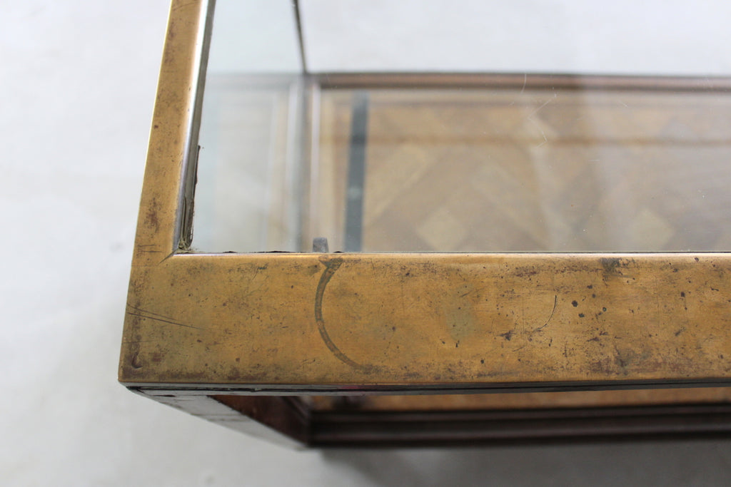 Antique Brass Bound Glazed Haberdashery Shop Counter - Kernow Furniture
