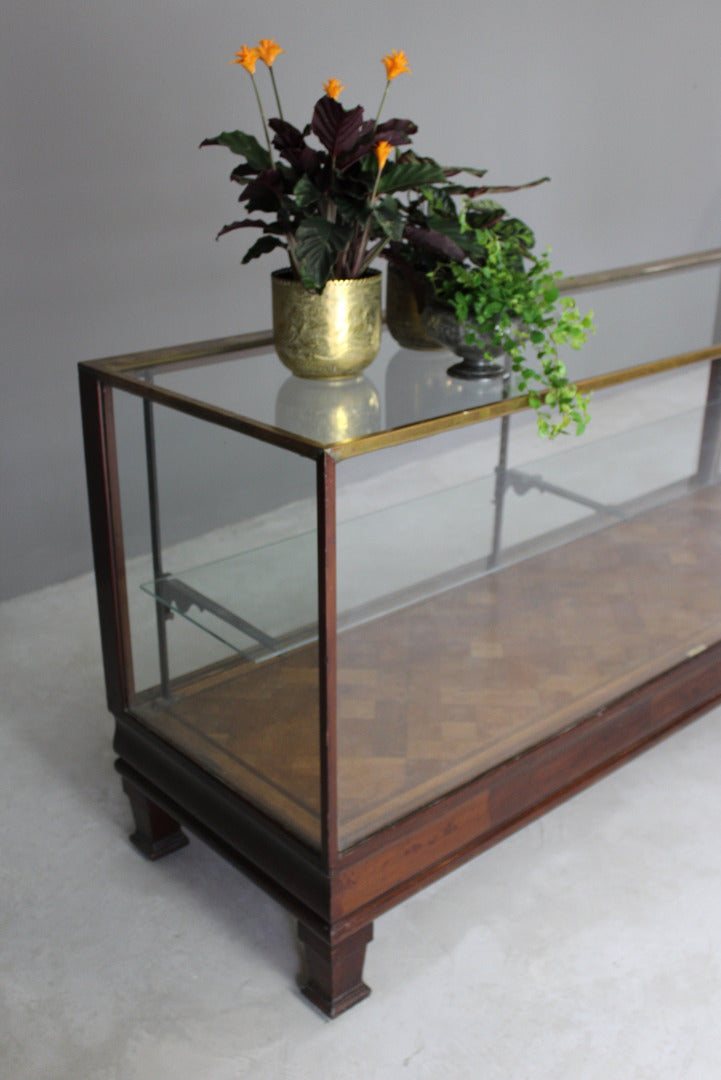 Antique Brass Bound Glazed Haberdashery Shop Counter - Kernow Furniture