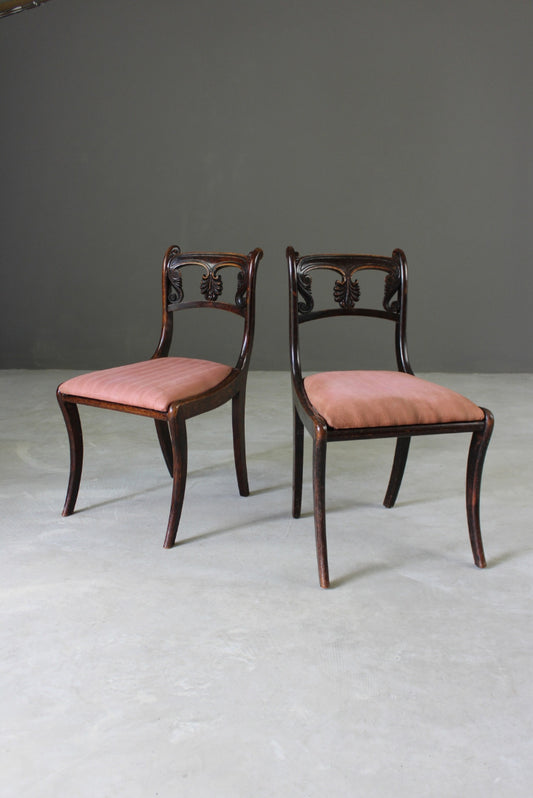 Pair Simulated Rosewood Dining Chairs - Kernow Furniture