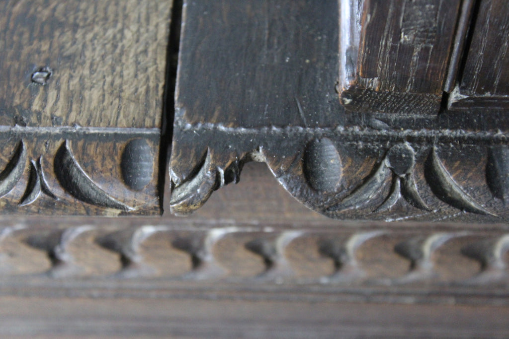 Victorian Carved Dark Oak Glazed Bookcase - Kernow Furniture