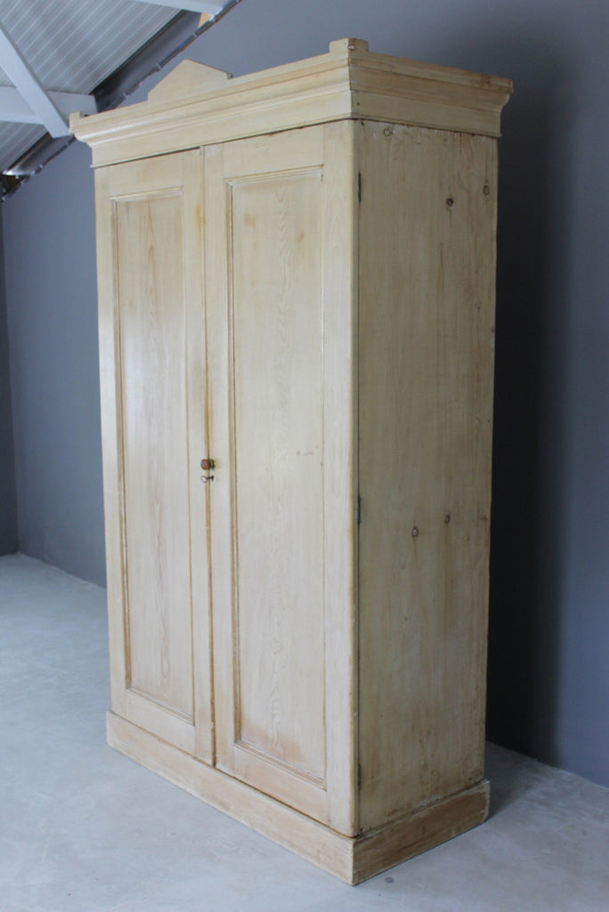 Antique Stripped Pine Linen Press Wardrobe - Kernow Furniture
