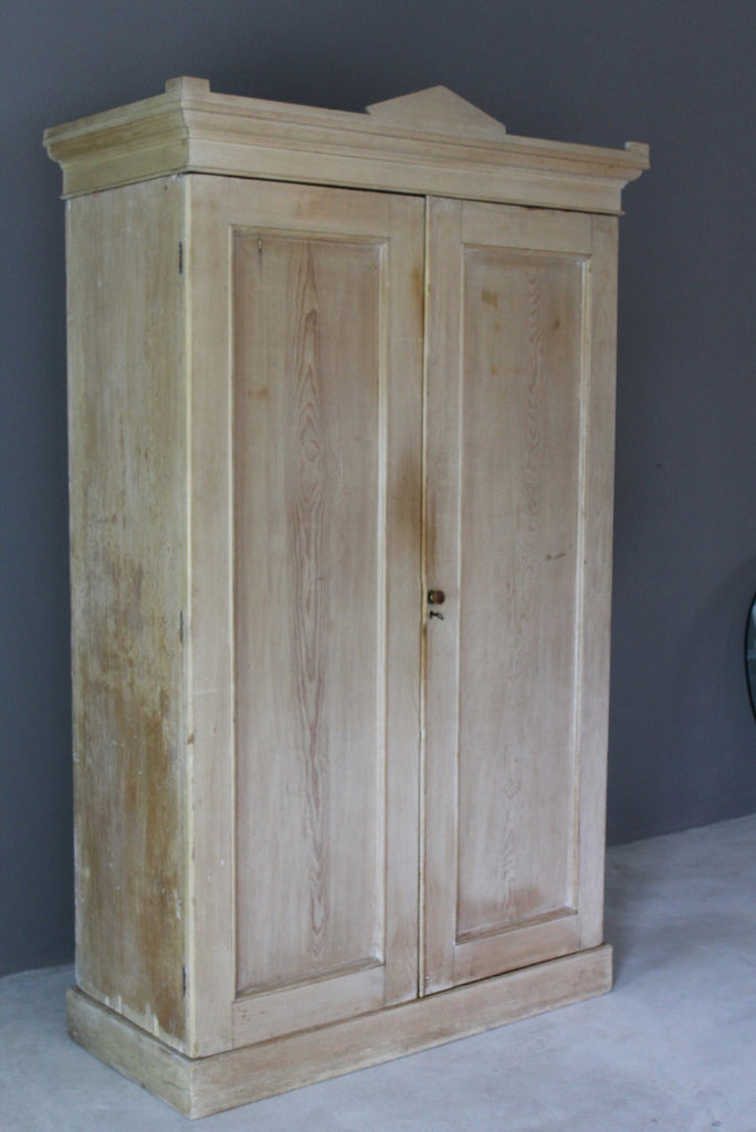 Antique Stripped Pine Linen Press Wardrobe - Kernow Furniture