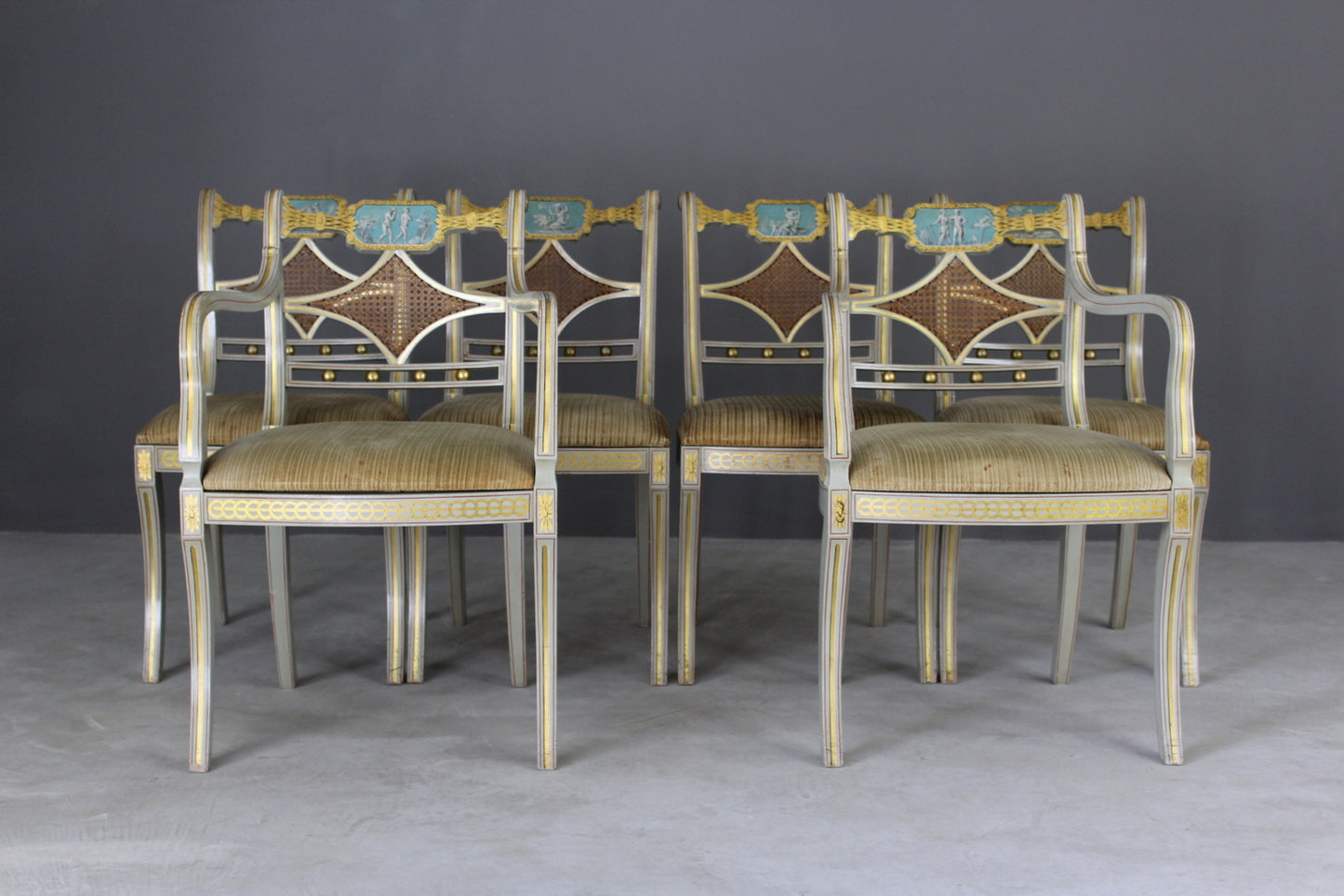 Regency Style Painted Dining Table & 6 Chairs - Kernow Furniture