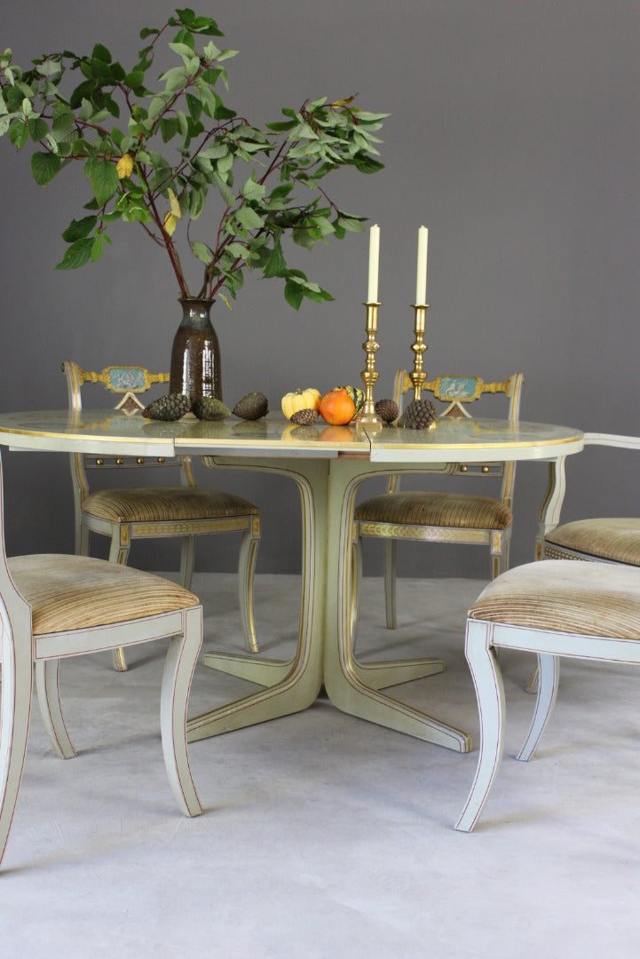 Regency Style Painted Dining Table & 6 Chairs - Kernow Furniture