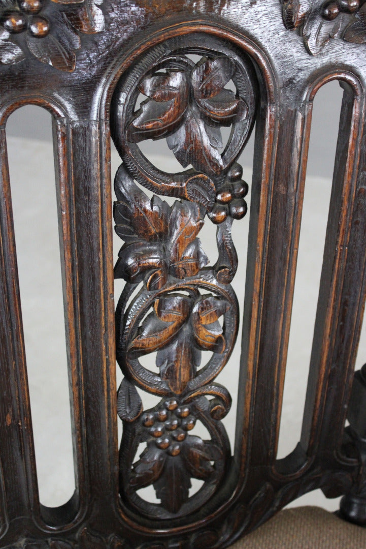 Pair Victorian Carved Oak Throne Chairs - Kernow Furniture