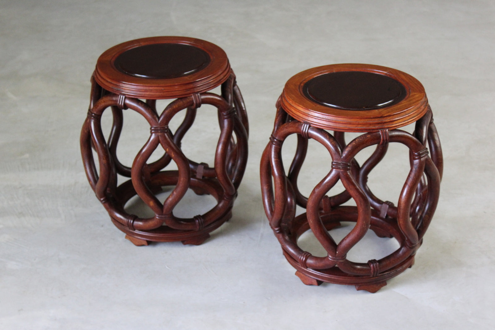 Pair Chinese Rosewood Stools - Kernow Furniture