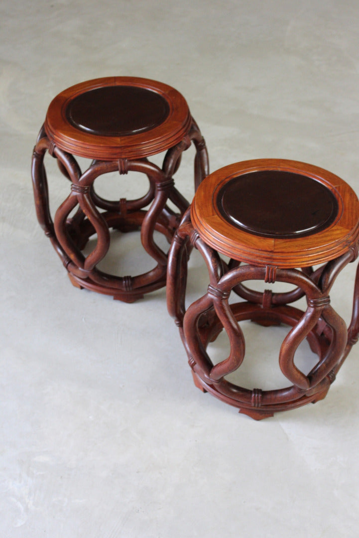 Pair Chinese Rosewood Stools - Kernow Furniture