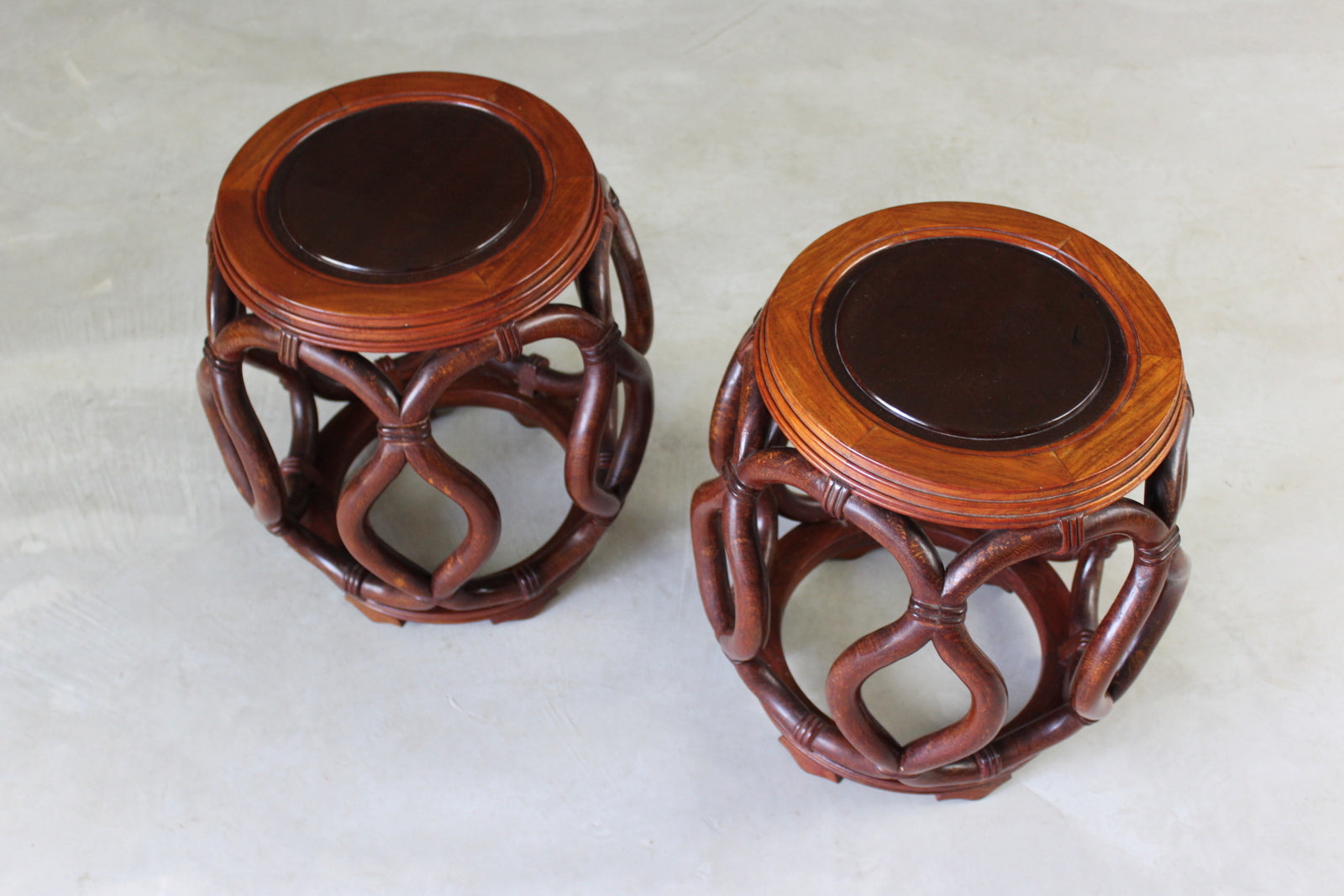 Pair Chinese Rosewood Stools - Kernow Furniture