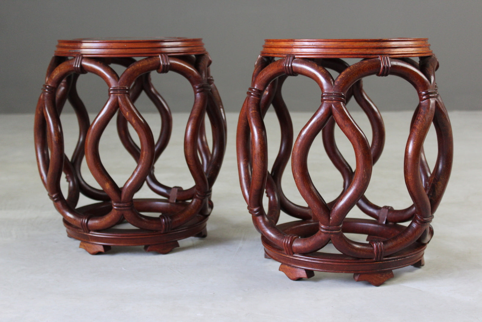 Pair Chinese Rosewood Stools - Kernow Furniture