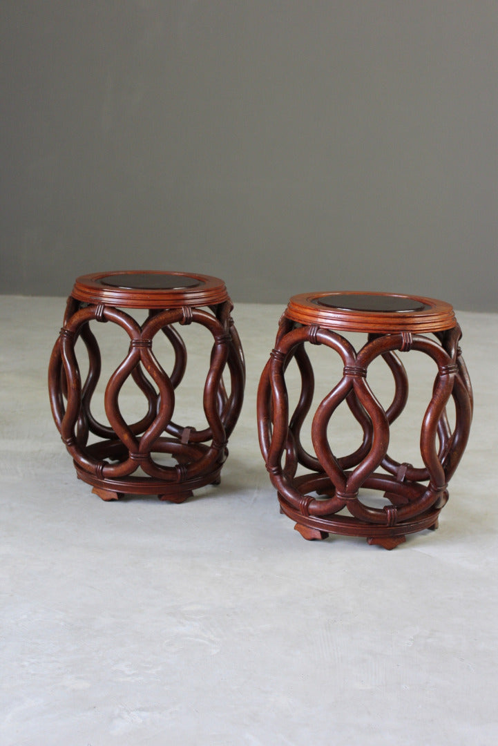 Pair Chinese Rosewood Stools - Kernow Furniture