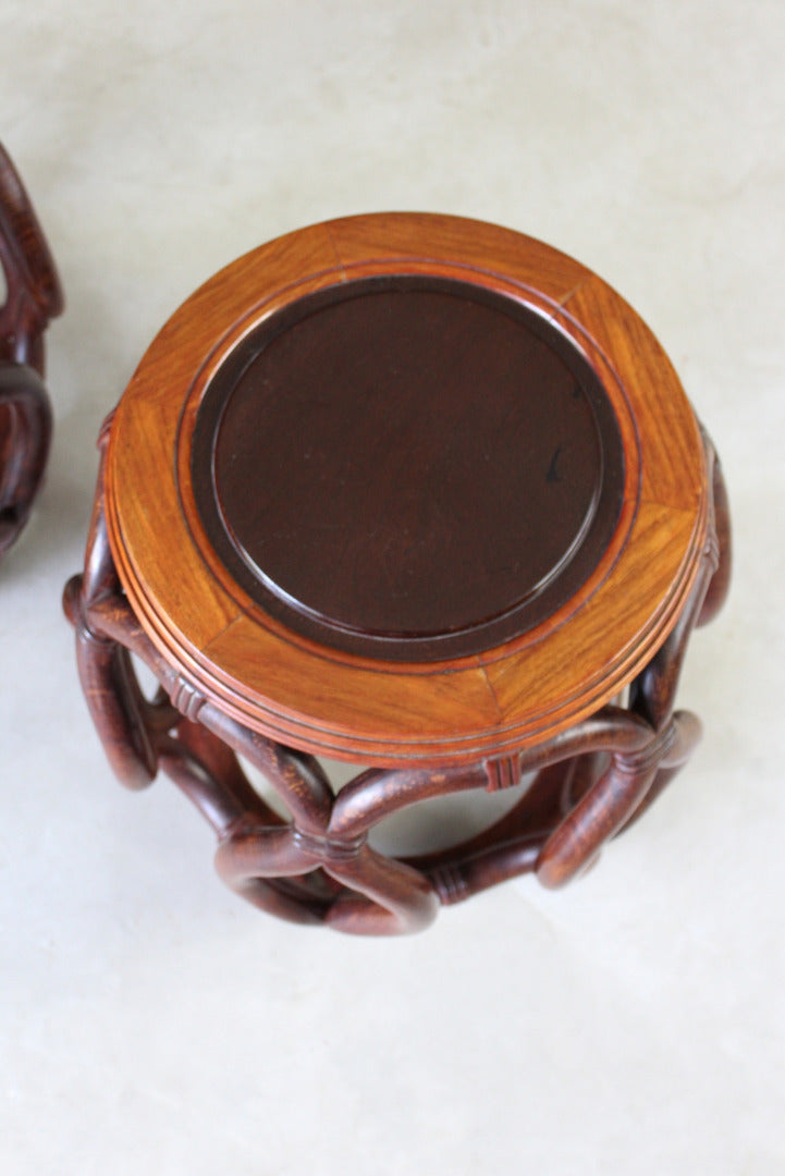 Pair Chinese Rosewood Stools - Kernow Furniture