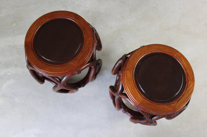 Pair Chinese Rosewood Stools - Kernow Furniture